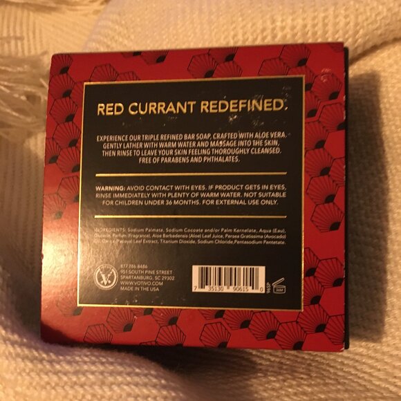 VOTIVO Red Currant Triple Milled Hand Bar Soap New in Box Rare Find - Picture 4 of 5
